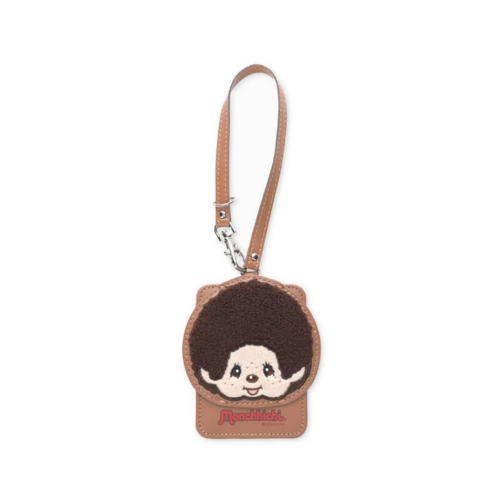 Monchhichi大頭男生刺繡卡套－棕色