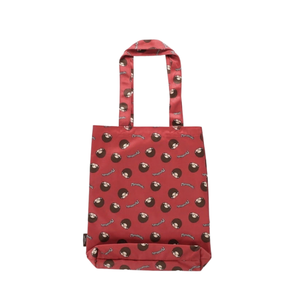 Monchhichi大頭印花細燈芯絨－紅色單肩袋 Tote Bag