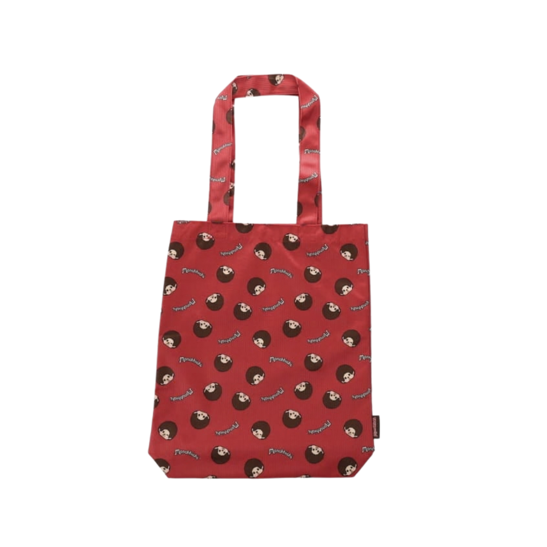 Monchhichi大頭印花細燈芯絨－紅色單肩袋 Tote Bag