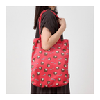 Monchhichi大頭印花細燈芯絨－紅色單肩袋 Tote Bag