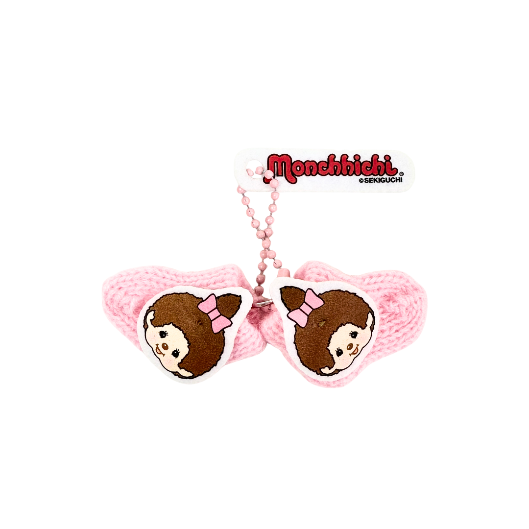 Monchhichi 扭蛋針織保暖迷你吊飾 - 粉色手套