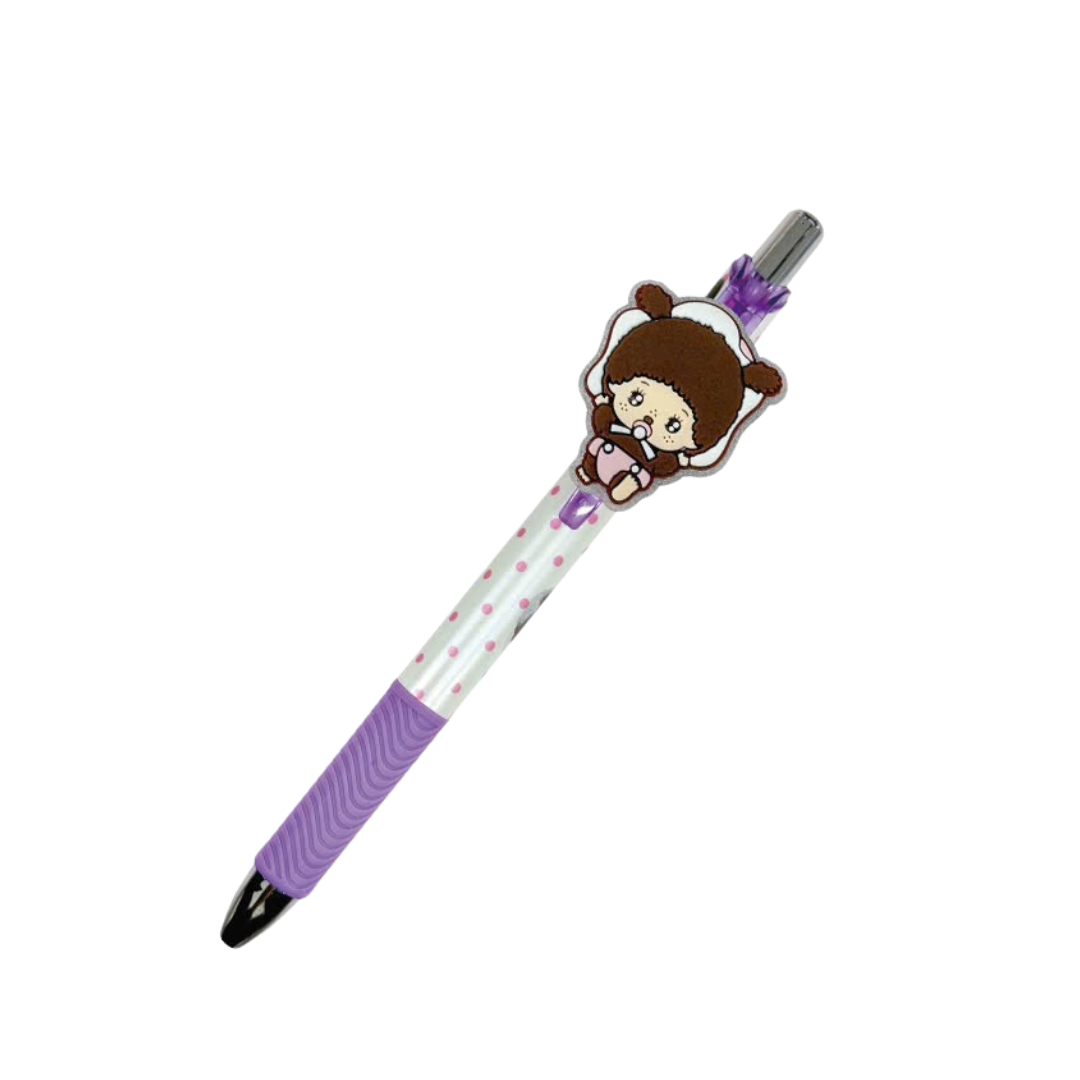 Bebichhichi 0.5 黑色立體橡膠造型筆 - 紫色女生