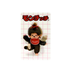 Monchhichi 3D卡貼 - 女生揮手 - 粉紅格線
