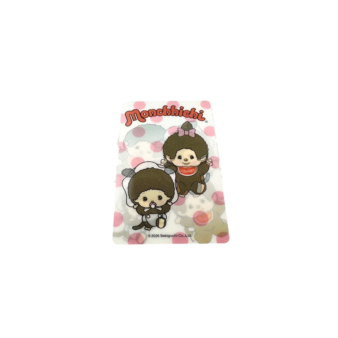 Monchhichi 3D卡貼 - 白底粉紅波點