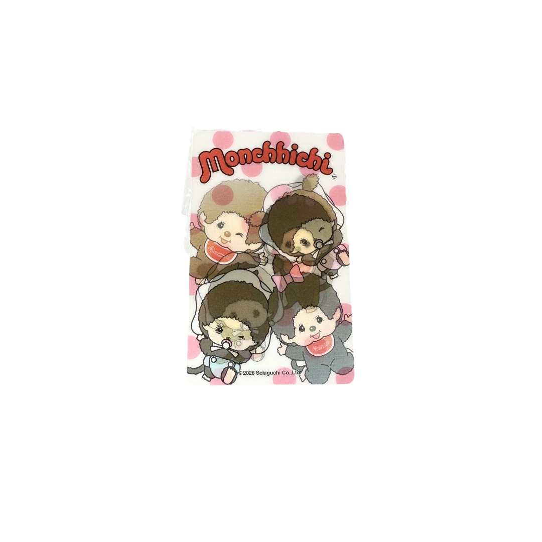 Monchhichi 3D卡貼 - 白底粉紅波點