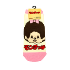 Monchhichi 成人襪子 -粉色拼米黃色大頭女生款22-24CM