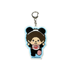 Monchhichi PVC钥匙扣－熊猫红格子