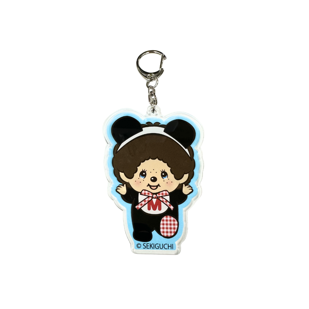 Monchhichi PVC钥匙扣－熊猫红格子