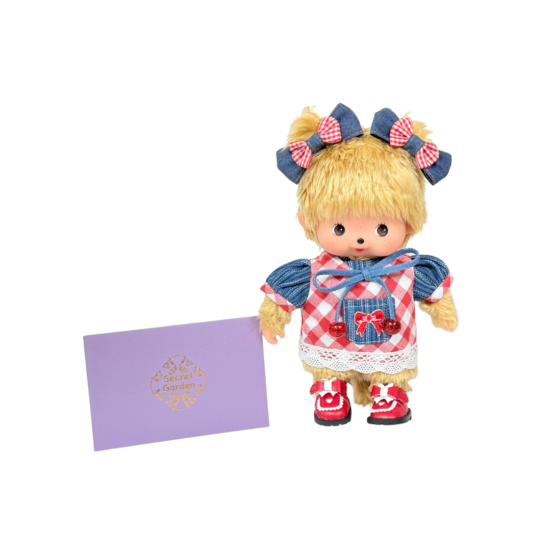 SG 限定設計師製作 - M Size Bebichhichi 復古英倫系列娃衣紅白格紋牛仔裙套裝 *連公仔*