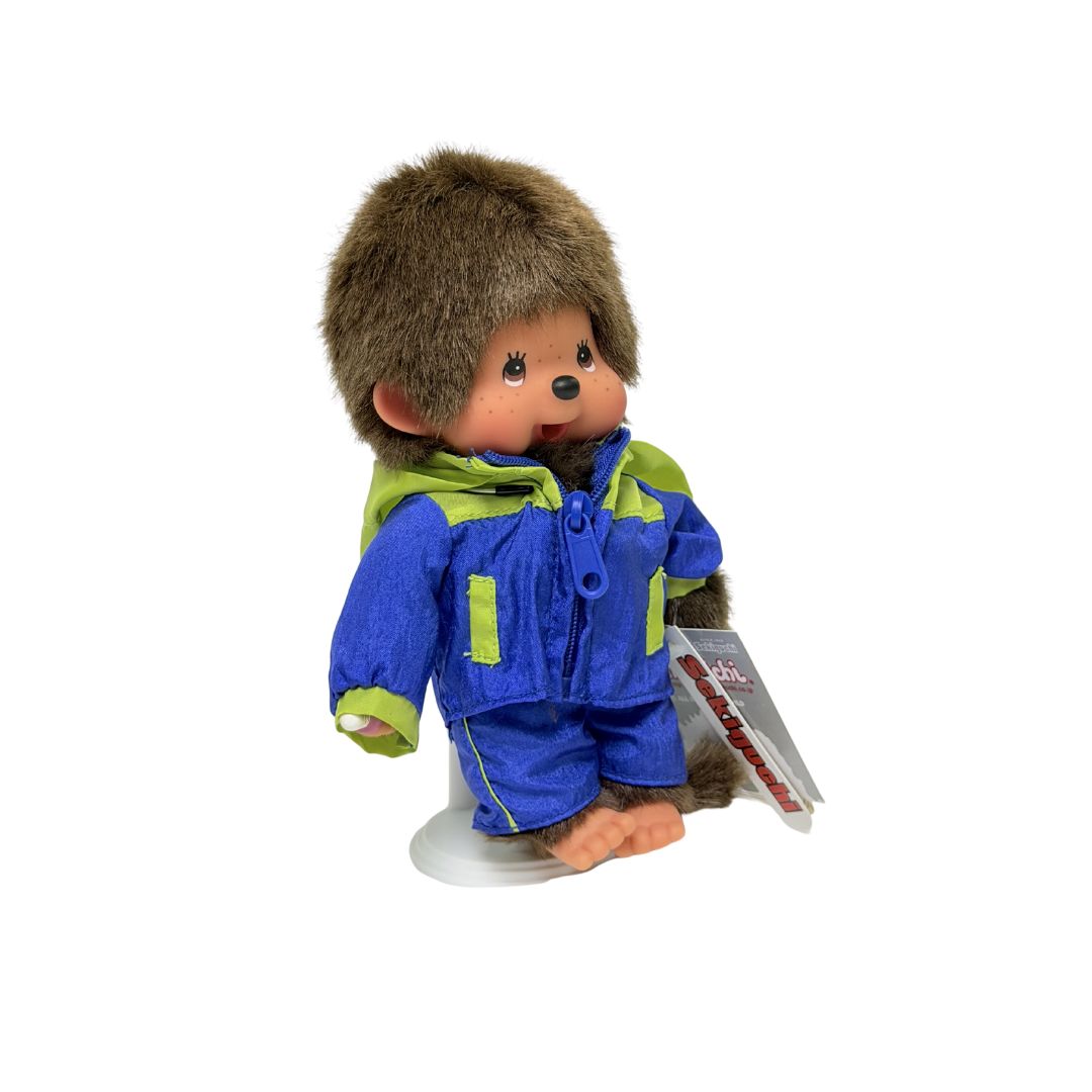 绝版 S码 Monchhichi 2010年情侣雨衣－绿拼蓝色男生