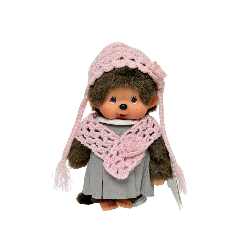 絕版 S碼 Monchhichi 2010年粉色毛衣洋裝灰裙－女生