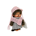 絕版 S碼 Monchhichi 2010年粉色毛衣洋裝灰裙－女生