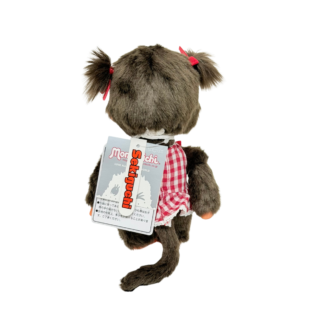 舊版 S碼 Monchhichi 紅色格子洋裝雙馬尾－女生