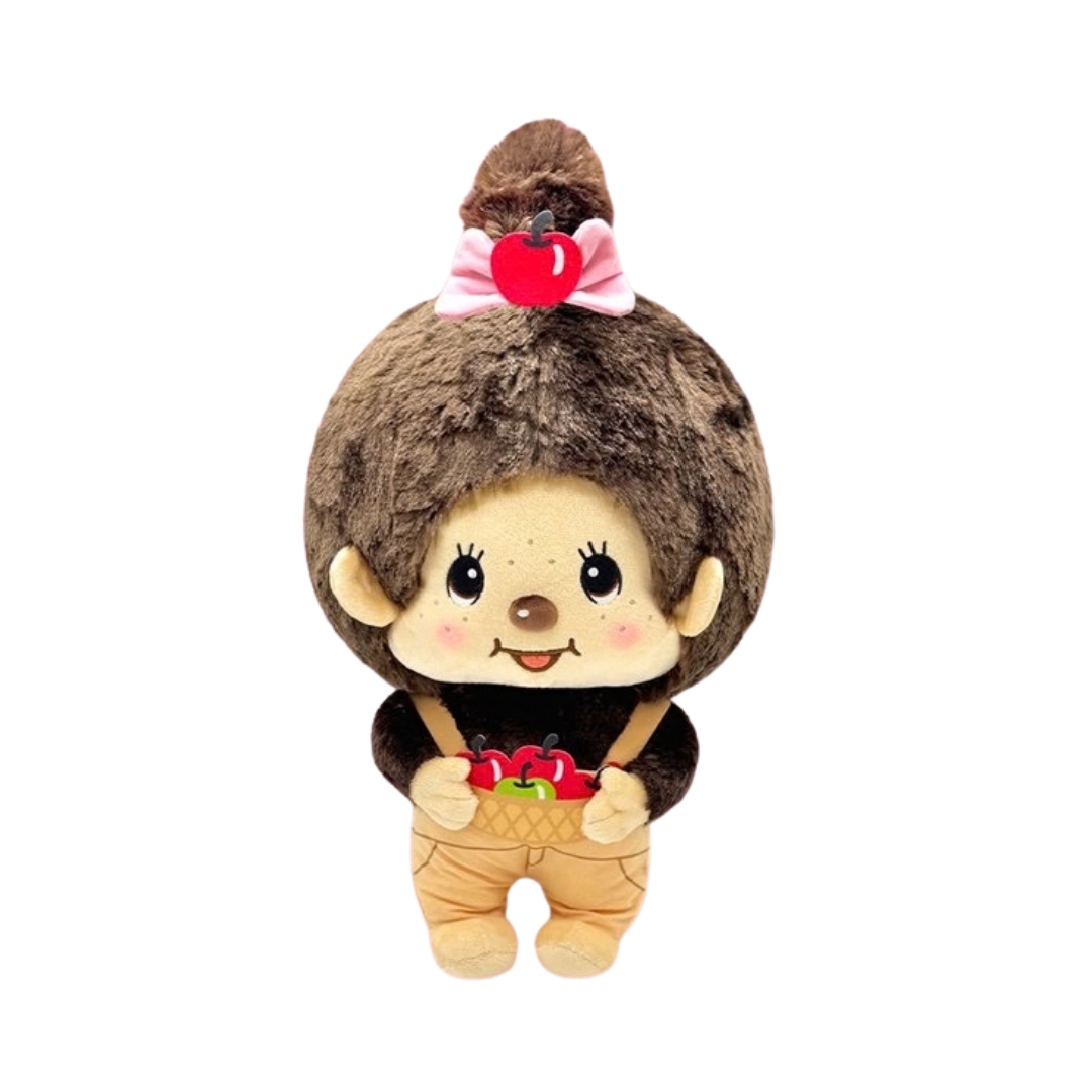 Monchhichi 景品 - M碼農場系列卡其吊帶褲抱蘋果籃女孩
