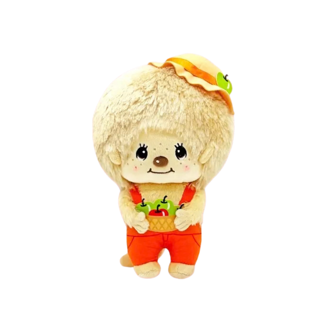 Monchhichi 景品 - M碼農場系列金髮橙色吊帶褲草帽抱果籃男孩