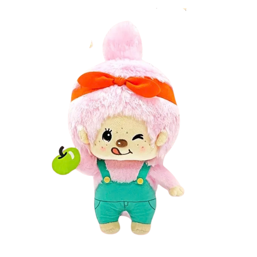 Monchhichi 景品 - M碼農場系列粉紅絨毛單眼款綠吊帶褲女孩