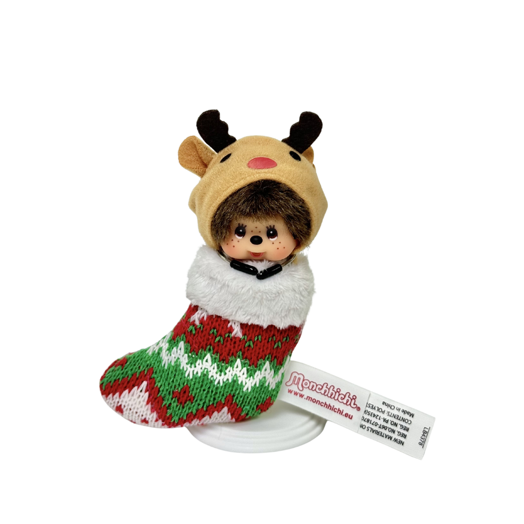 吊飾 聖誕襪子 Monchhichi －鹿帽