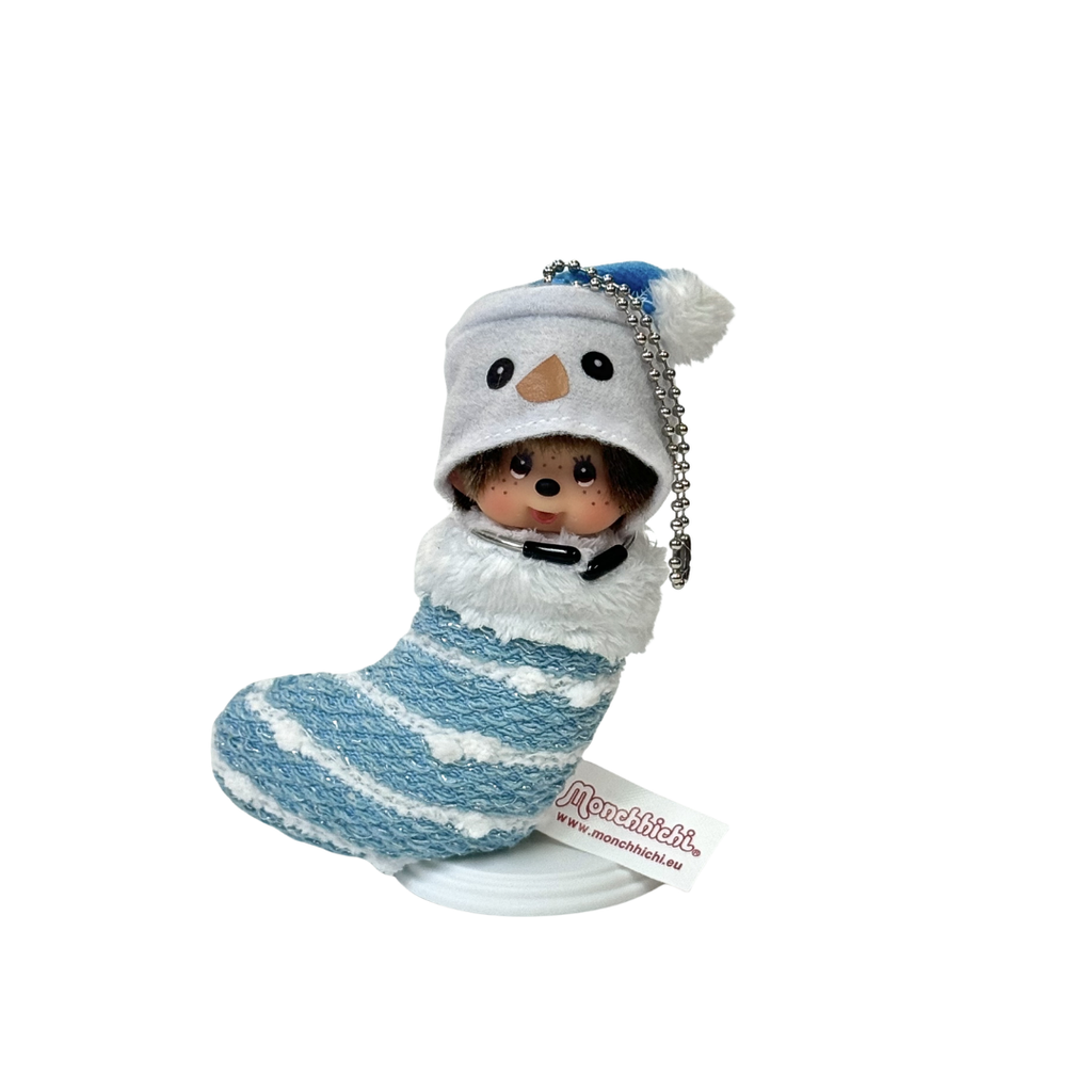吊饰 圣诞袜子 Monchhichi －雪人帽