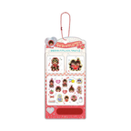 Monchhichi 立體微型貼紙配件包＋磨甲棒珠鏈隨身吊飾 - 紅色