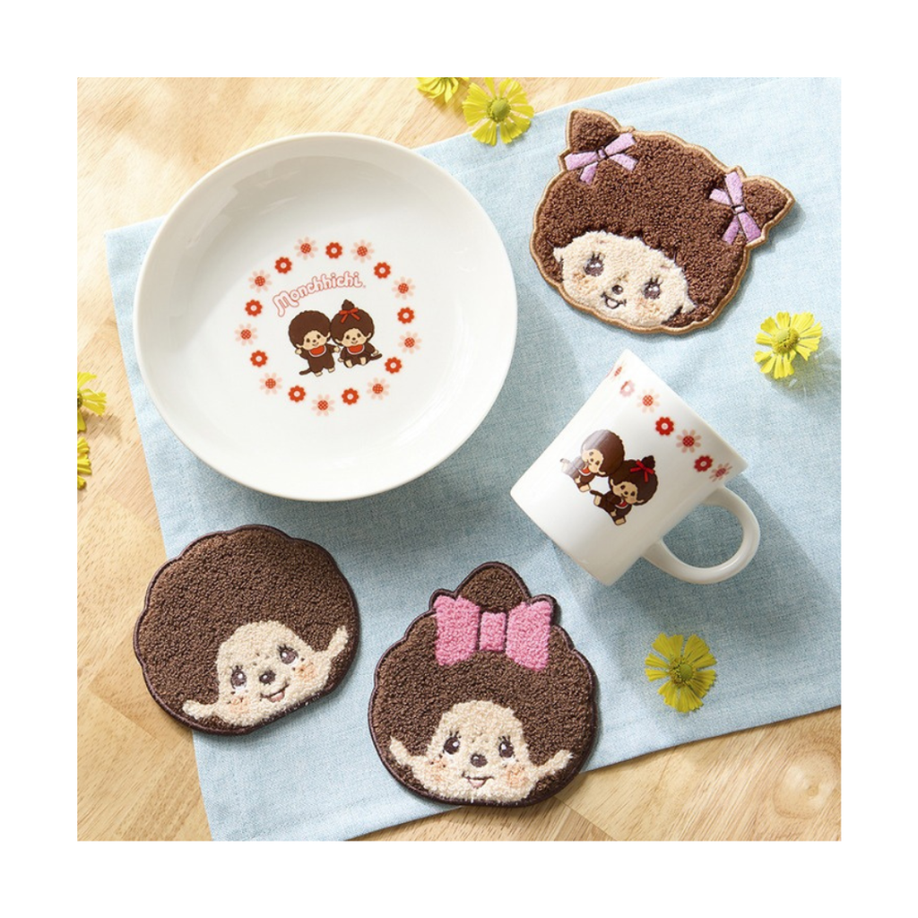 Monchhichi 大頭毛圈質感隔熱杯墊 - 女孩