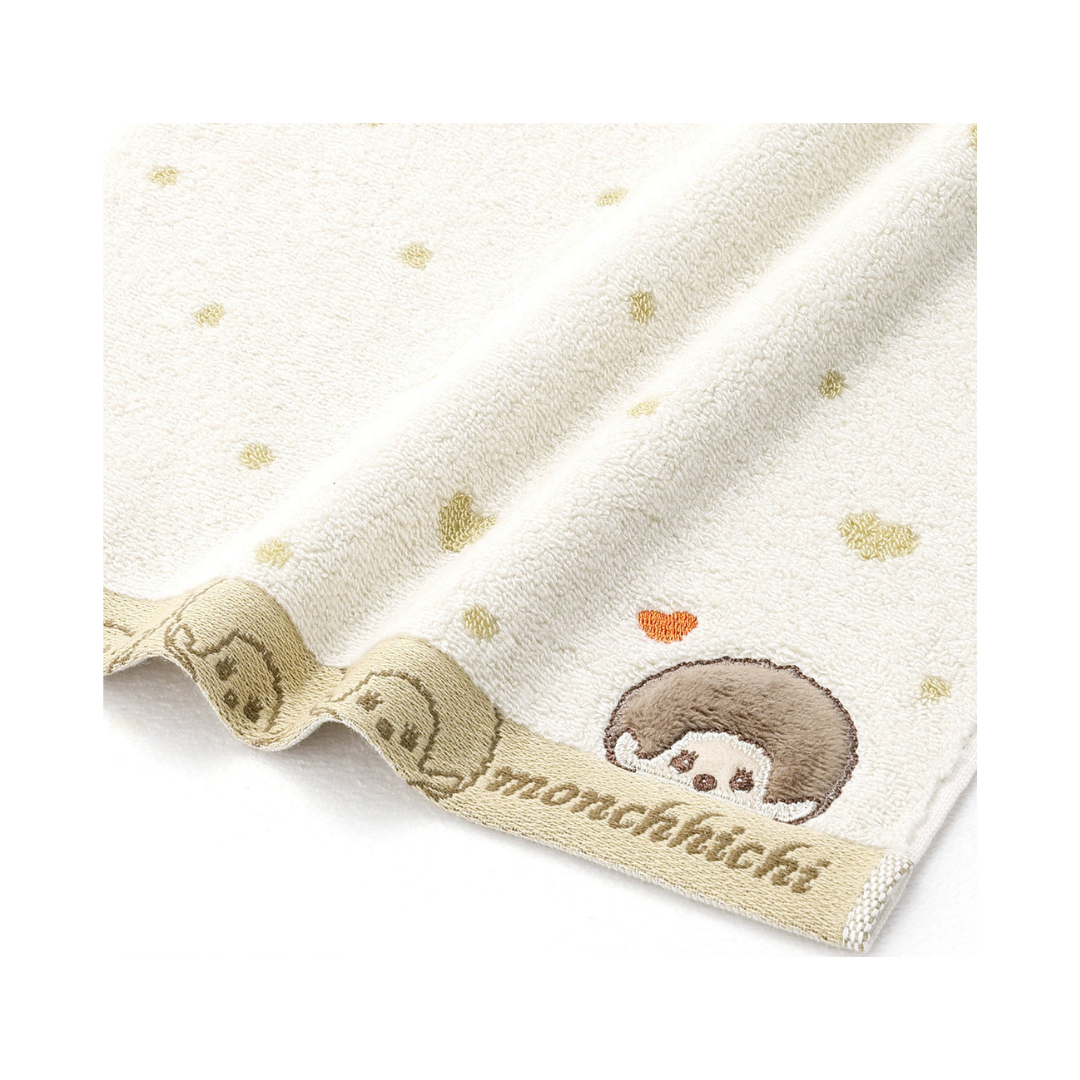 Monchhichi 刺繡大頭愛心圖案100%純棉掛環擦手巾