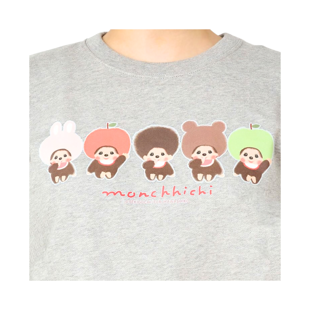 Monchhichi × 古川紙工聯名印花圓領衛衣-灰色