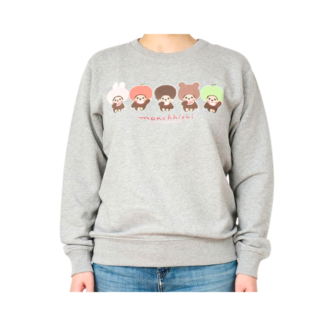 Monchhichi × 古川紙工聯名印花圓領衛衣-灰色