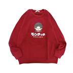 Monchhichi SINCE 1974 經典大頭印花長袖圓領衛衣-紅色