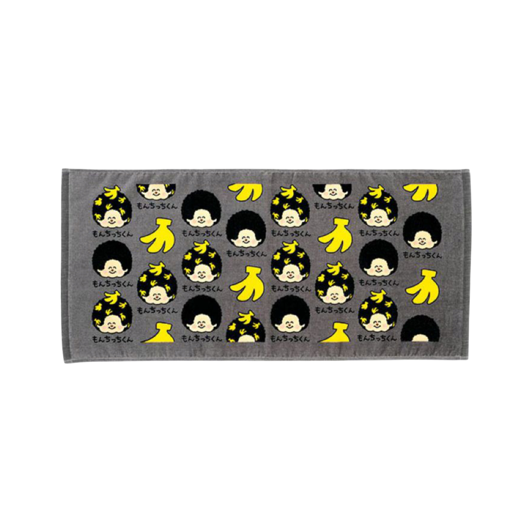 Monchhichi × Oekakisan 塗鴉風棉質運動毛巾 - 灰黑香蕉頭