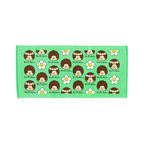 Monchhichi × Oekakisan 塗鴉風棉質運動毛巾 - 薄荷綠小花頭