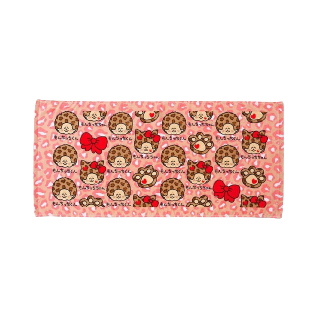 Monchhichi × Oekakisan 塗鴉風棉質運動毛巾 - 粉紅豹紋