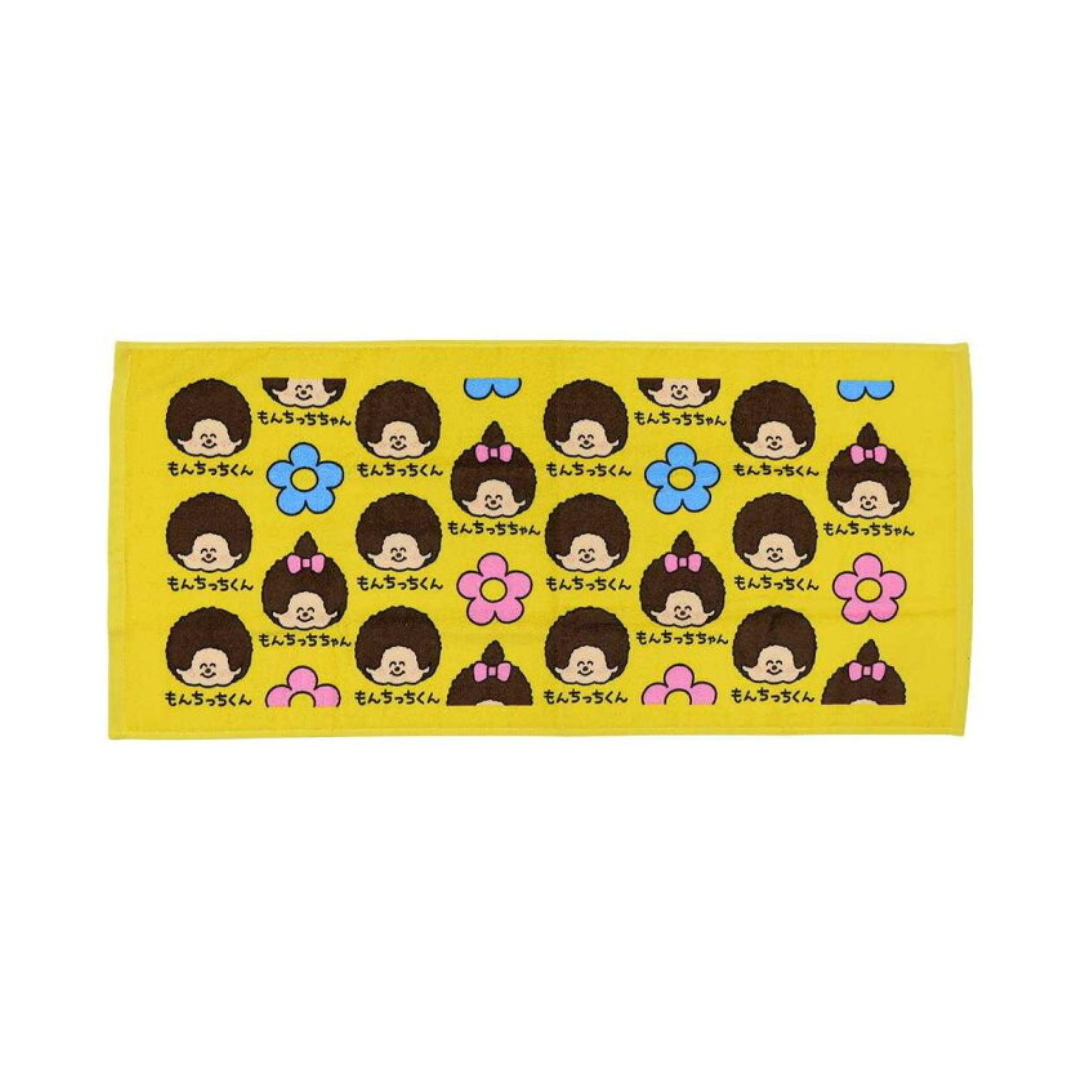Monchhichi × Oekakisan 塗鴉風棉質運動毛巾 - 黃色雙人彩色小花
