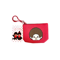 Monchhichi 經典男孩大頭印花附扣環收納零錢包 - 紅色