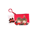 Monchhichi 雙人揮手附扣環收納零錢包 - 紅色