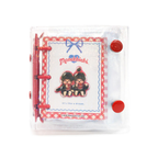 Monchhichi 3 孔迷你雷射閃粉 PVC 扣式活頁筆記本+小卡收納冊 - 紅色格仔坐坐款