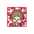 Monchhichi 草莓立體純棉方巾 - 紅粉格紋