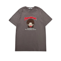 Monchhichi 大頭刺繡短袖T恤 - 啡色