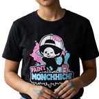 Monchhichi 塗鴉油漆短袖T恤 - 黑色