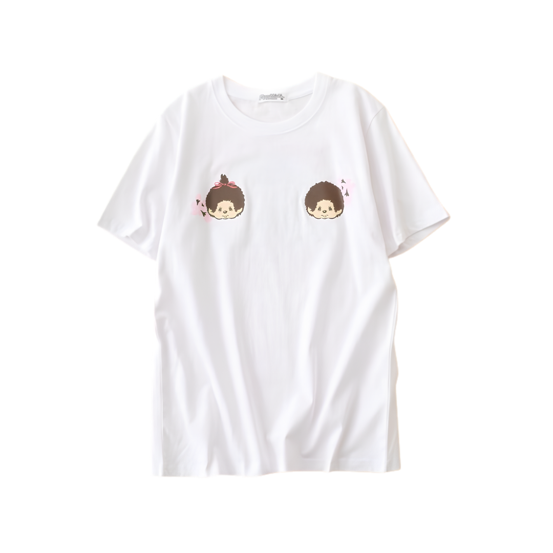 Monchhichi 和風富士山印花短袖 T 恤-白色