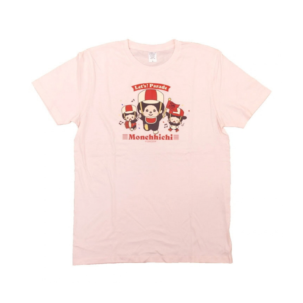 Monchhichi Let's! Parade 樂隊印花棉質短袖T恤-粉色