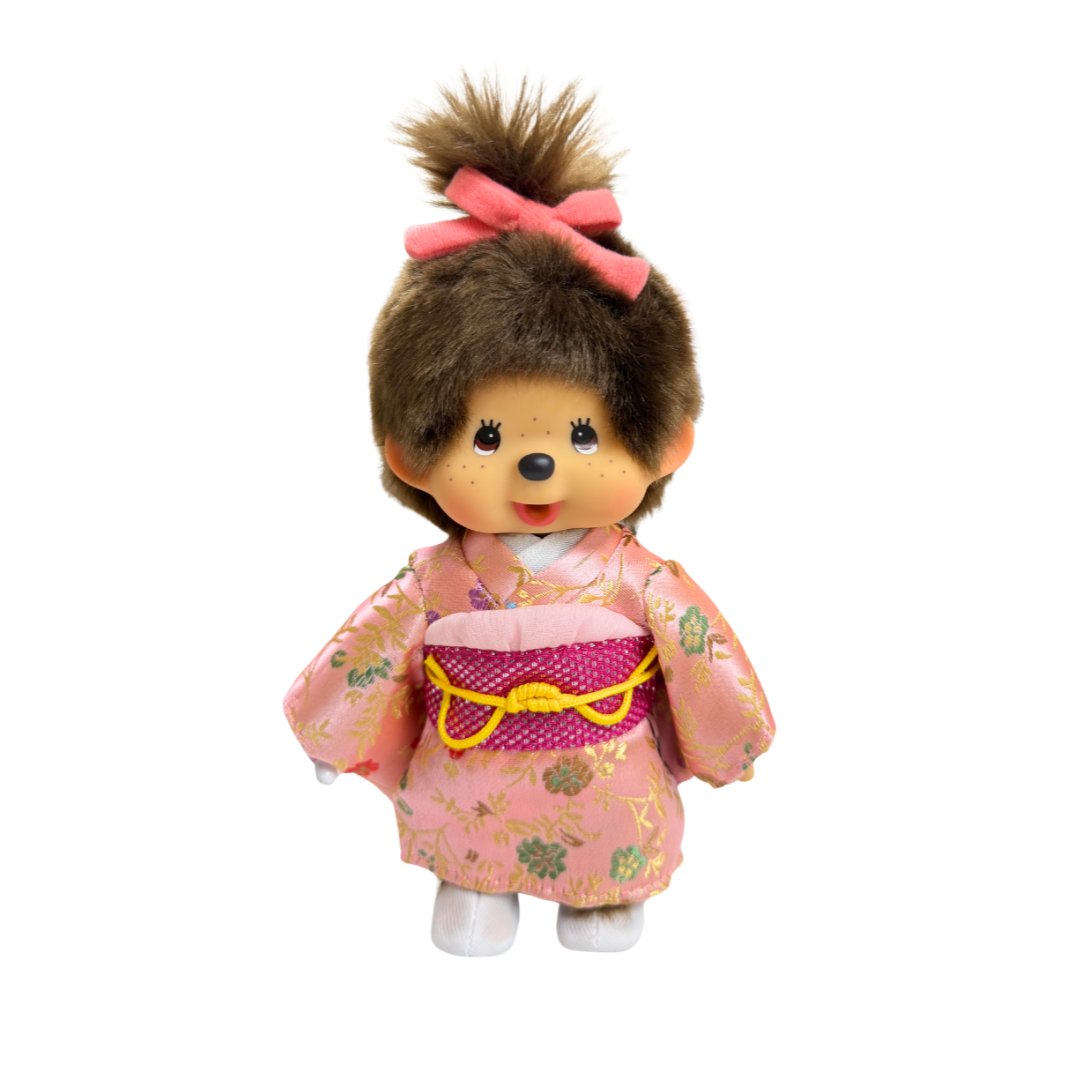 S 碼 Monchhichi 和服女孩粉色錦緞和服店舖限定版