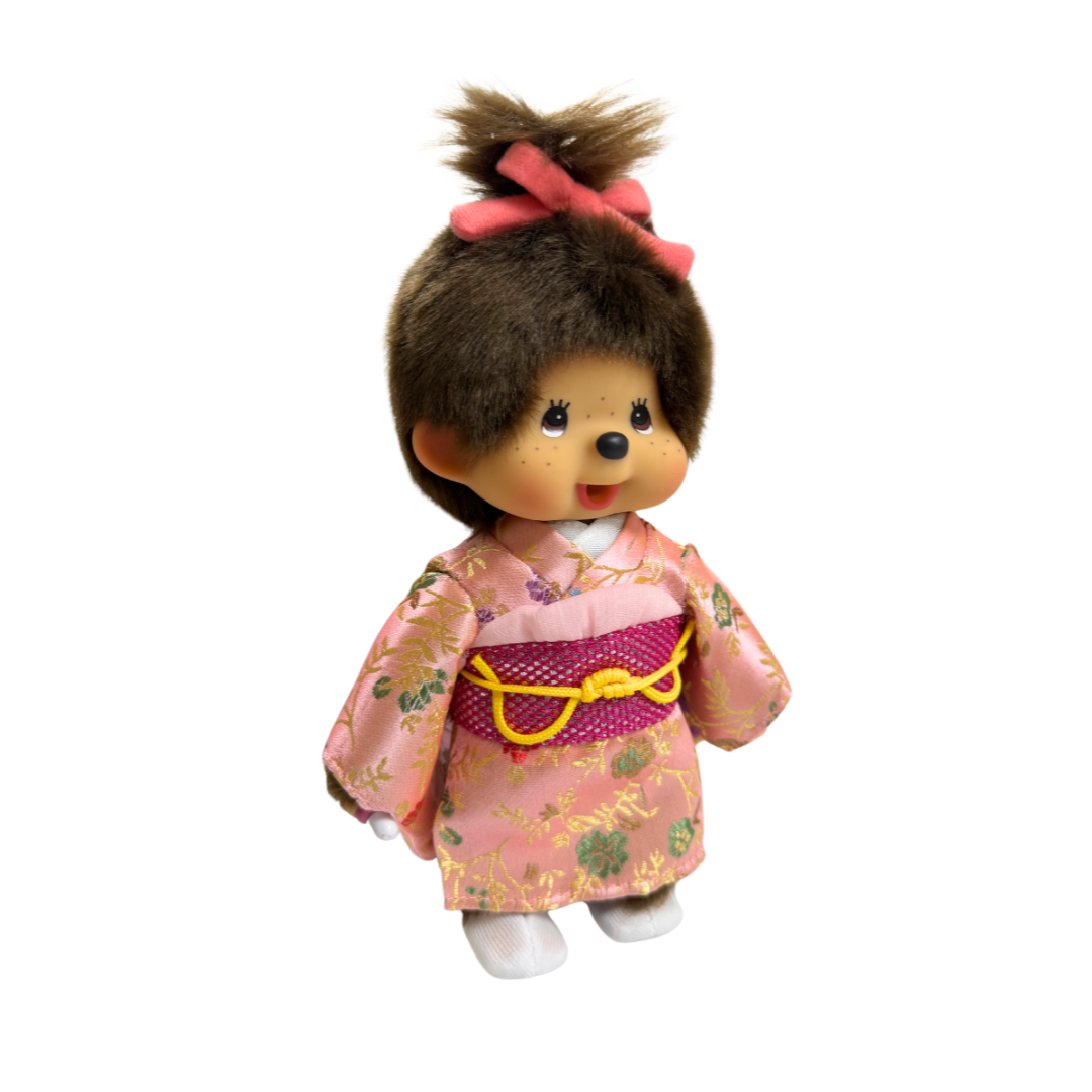 S 碼 Monchhichi 和服女孩粉色錦緞和服店舖限定版