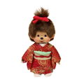 S碼 Monchhichi 女孩 紅色錦緞和服店舖限定版