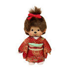 S碼 Monchhichi 女孩 紅色錦緞和服店舖限定版